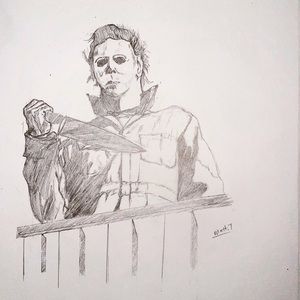 Halloween (Micheal Myers) portrait drawing illustration inspired artwork.